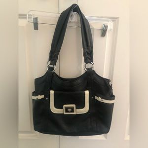 Rosetti black and cream triple entry satchel, 12” x 9”, hardly used